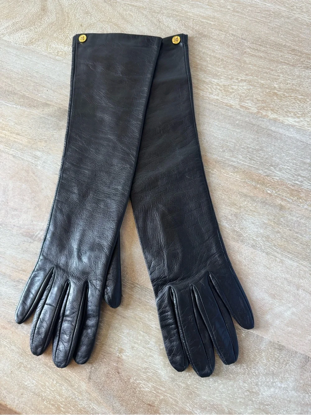 Classic Black Leather Long Gloves - Women's Fashion Accessory
